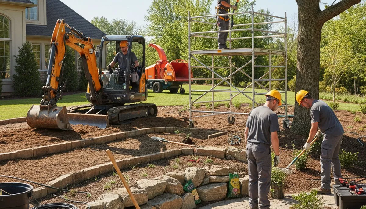 Lancaster, PA tree service crew providing landscaping and tree care for local residential properties