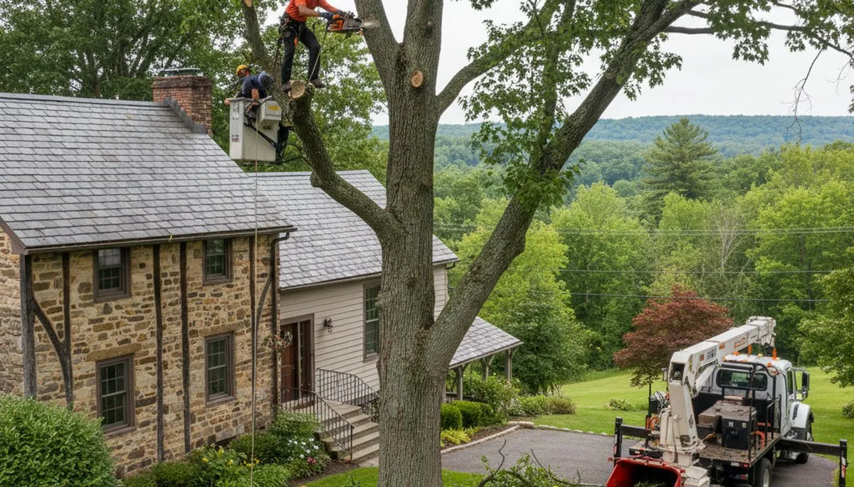 Lancaster PA tree service team removing a tree for safe, professional property care