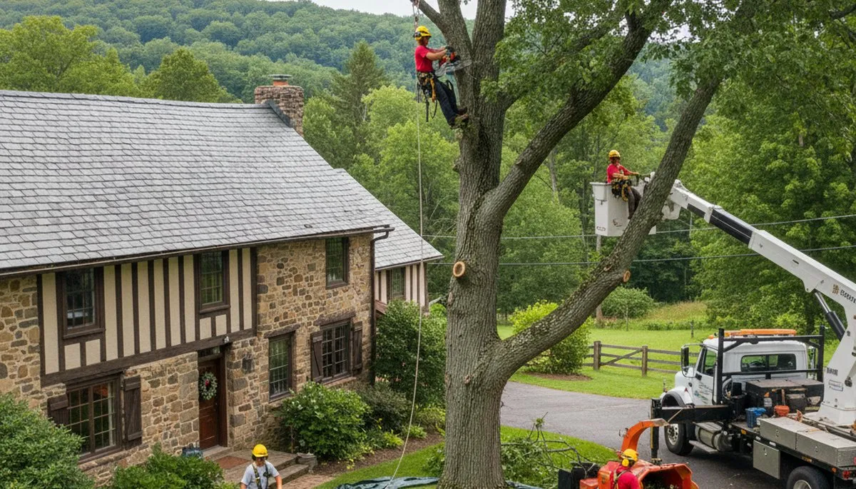 Tree service crew in Lancaster, PA providing professional tree removal and trimming services