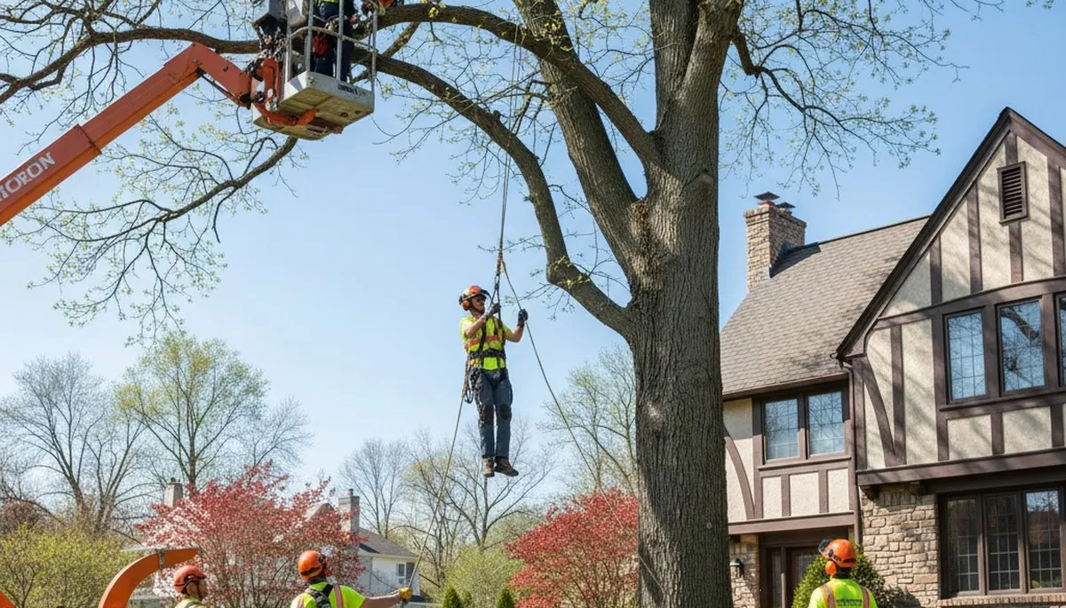 Tree service crew in Lancaster, PA providing safe tree removal and trimming for homeowners