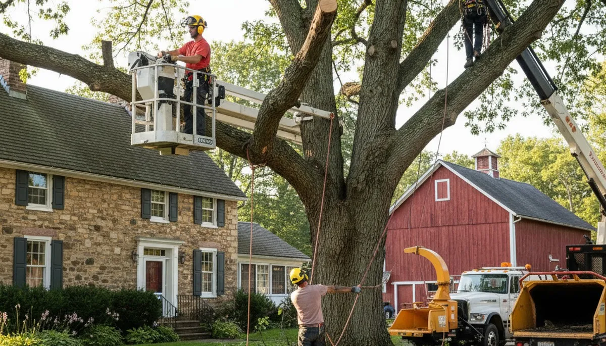 Lancaster, PA tree service crew removing a tree for safe, professional property clearance