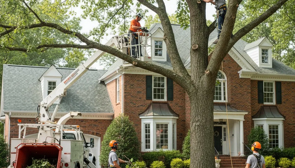 Lancaster PA tree service crew removing a tree for safe, professional property clearance